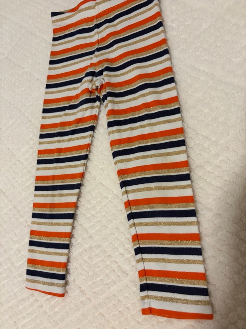 Gymboree Orange, Navy and Cream Striped Leggings